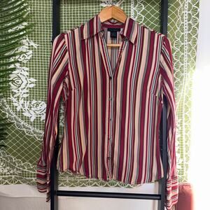 The Limited Vintage Striped Button Down Shirt S Earth Tone Multi Color 90s Y2K